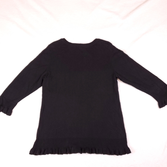 Isaac Mizrahi Live Black Long Sleeve Crew Neck Sweater - Picture 3 of 4